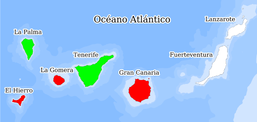 Distribución de la especie en el Banco de Datos de Biodiversidad de Canarias