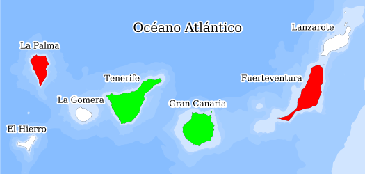 Distribución de la especie en el Banco de Datos de Biodiversidad de Canarias