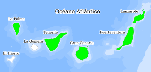 Distribución de la especie en el Banco de Datos de Biodiversidad de Canarias