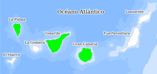 Distribución de la especie en el Banco de Datos de Biodiversidad de Canarias