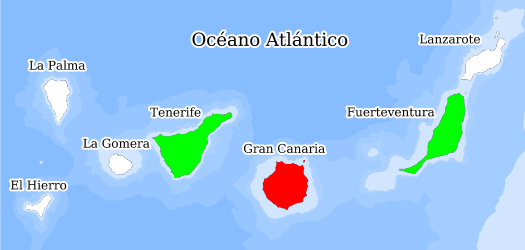 Distribución de la especie en el Banco de Datos de Biodiversidad de Canarias