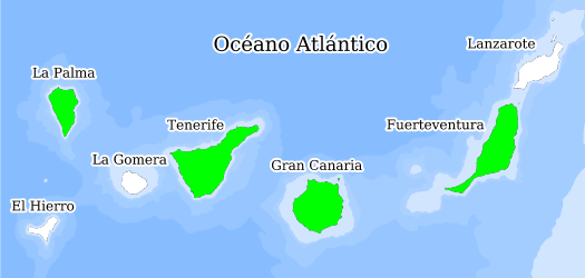 Distribución de la especie en el Banco de Datos de Biodiversidad de Canarias