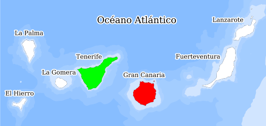 Distribución de la especie en el Banco de Datos de Biodiversidad de Canarias