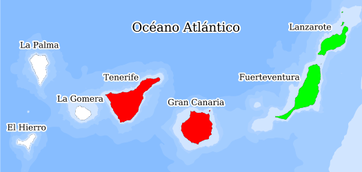 Distribución de la especie en el Banco de Datos de Biodiversidad de Canarias