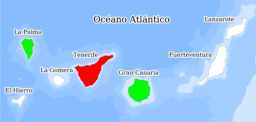 Distribución de la especie en el Banco de Datos de Biodiversidad de Canarias